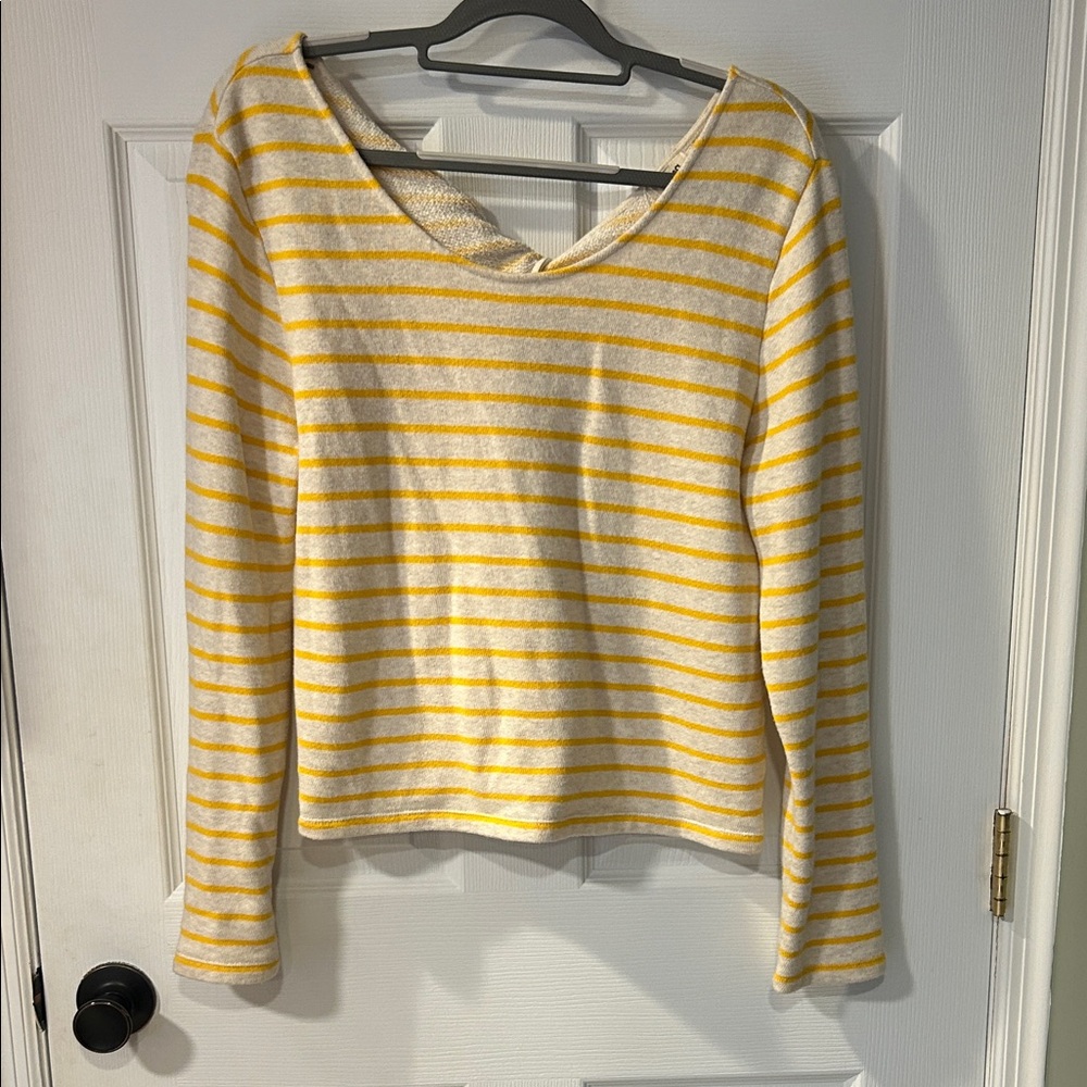 Cozy Yellow and White Striped Women's Sweatshirt